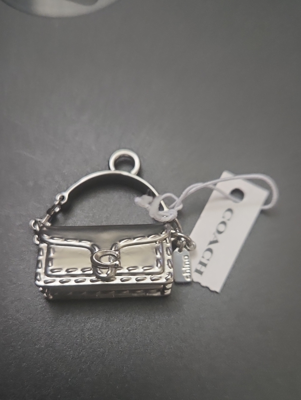 Coach Silver Mini Purse Charm Keyring
